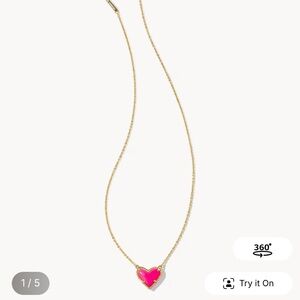 Kendra Scott Gold Necklace with Pink Heart Pendant